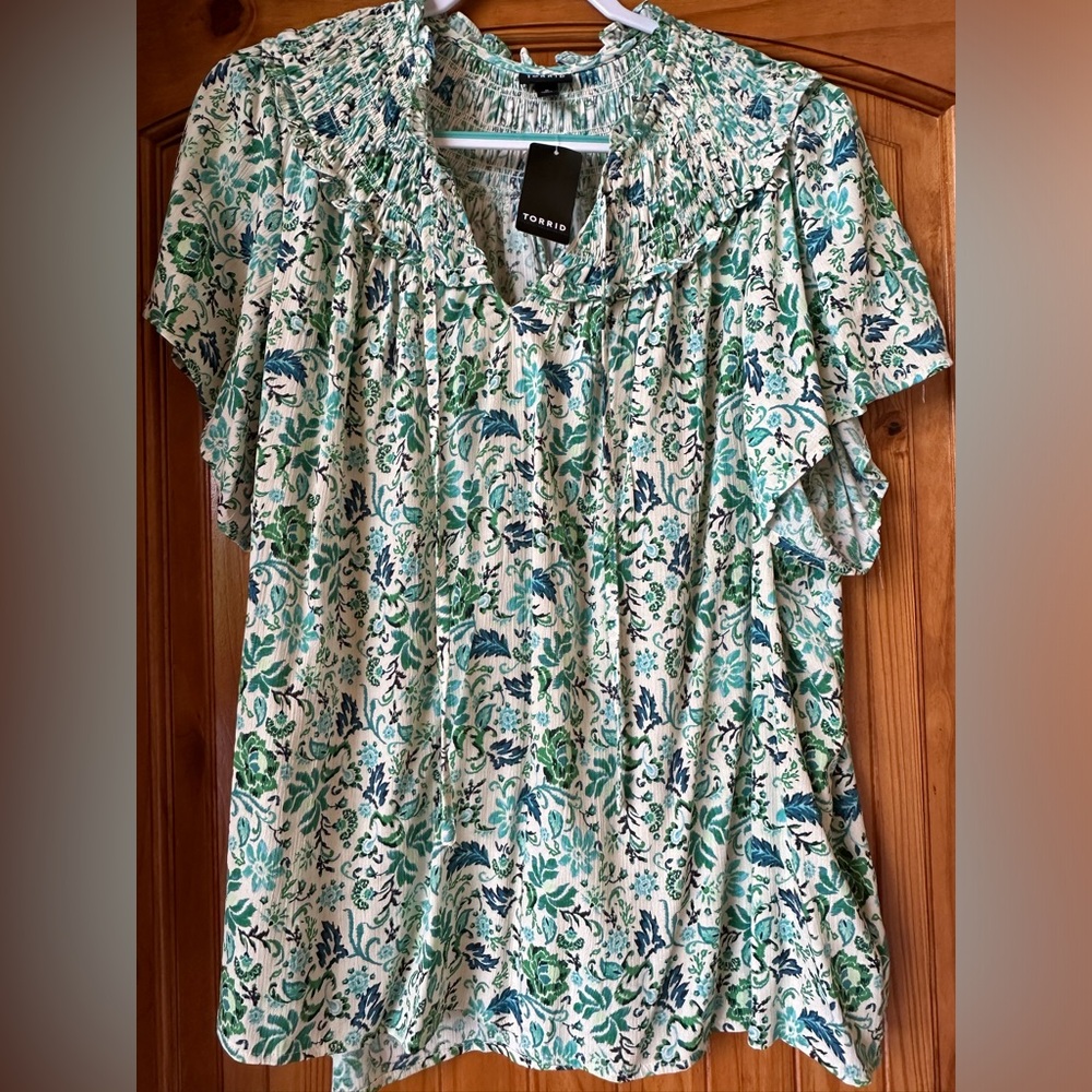 Women’s Torrid Gauze Smocked Yoke Ruffle Top